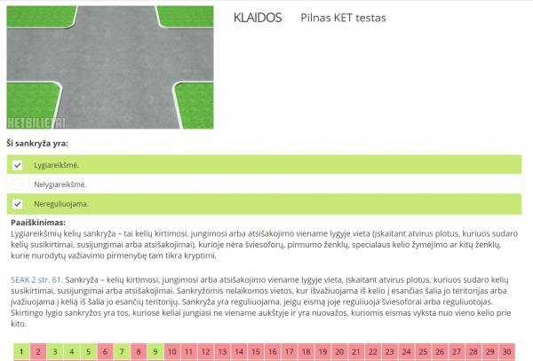 KET testo klaidų peržiūra