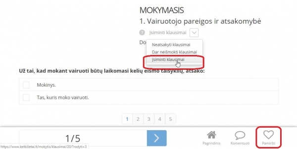 neatsakyti neismokti isimintiu ketbilietai testo klasimai