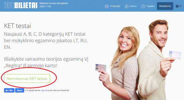 KETBILIETAI nemokamas KET testas