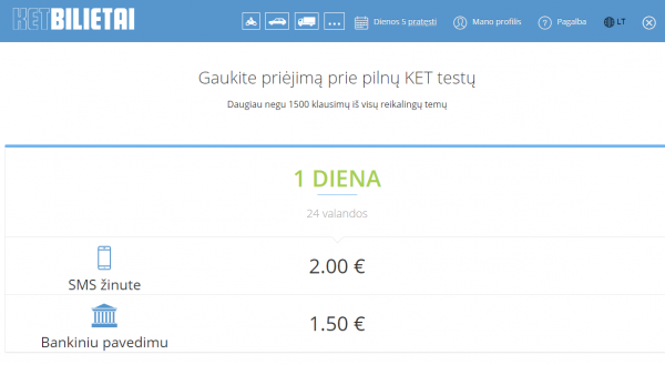 Kaip sumokėti už KETBILIETAI kreditus